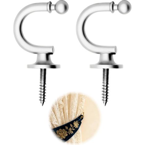 2 Pièces Embrasse de rideau, Crochet mural en alliage de zinc, Design vintage, Finition or sablé, Pour salon chambre salle de bain (1/5)