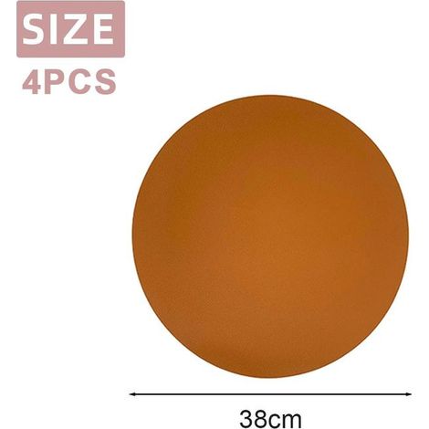 Set de table rond en similicuir marron doré usage quotidien (1/4)