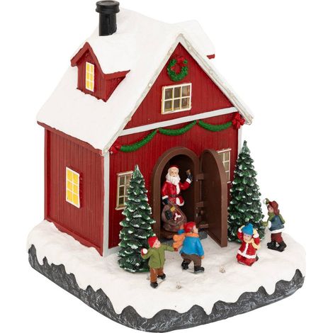 Casa del villaggio illuminata babbo natale e bambini 16 led - Feeric lights & christmas