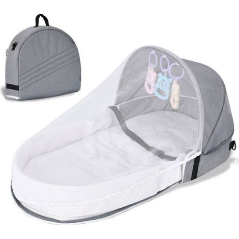KLVGTIFS PU - Lit de Voyage pour bébé, bassette Portable Pliable lit de Voyage avec Une Tente bébé détachable Lavable et pépinière pour, Gris (1/5)