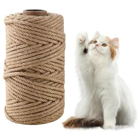 Corde pour Arbre à Chat 6 mm x 60 m,Naturel Corde Sisal,Arbre à Chat pour réparation et Remplacement,Jardinage, Bricolage, décoration de la Maison (1/5)