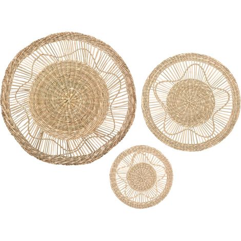Set di 3 decorazioni murali in giunco d18 28 38cm - Atmosphera créateur d'intérieur