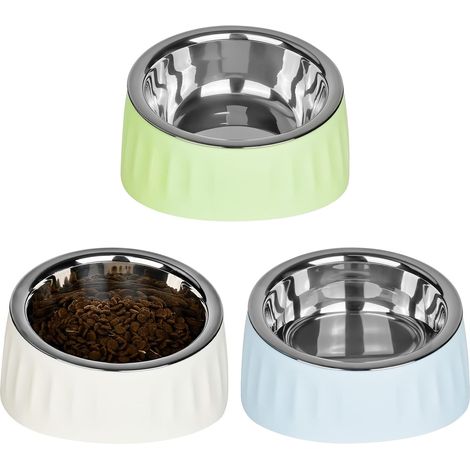 Bac à litière 3 pièces, acier inoxydable, mangeoire inclinée à 15°, ensemble pour chat, mangeoire surélevée, gamelle pour chat et chien, distributeur d'eau, bac à litière amovible pour l'eau (B)