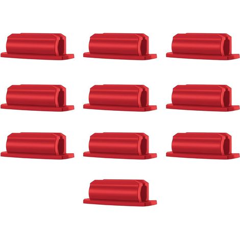 10 Pièces Porte-stylo Adhésif de Bureau, Support Clip Portable pour Organiser Stylos Rouge (1/5)