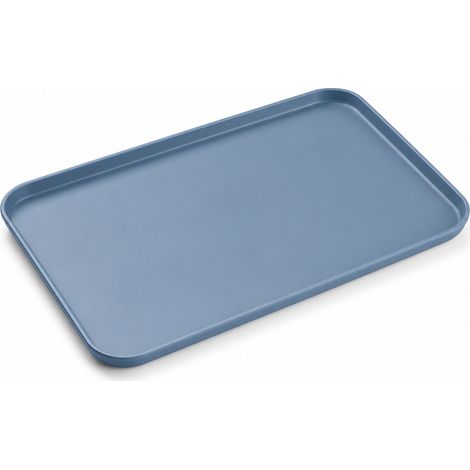 Petit plateau de service rectangulaire en plastique bleu calme — plateau nordique pour tasses, verres et collations (1/5)