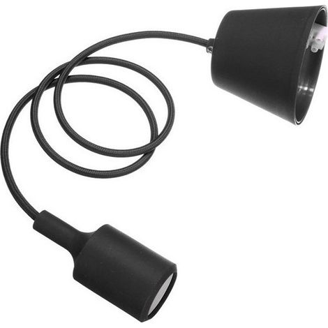 TrAdE Shop Traesio - Pendente A Soffitto Lampadario Lampada Moderno Cavo In Tessuto 1m Colore - Nero