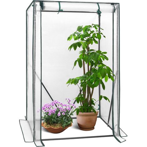 Woltu – Serre de jardin polyéthylène 100x50x150/136cm – Cadre en acier robuste – Résistante aux UV et déchirures – Porte à fermeture à glissière (1/6)