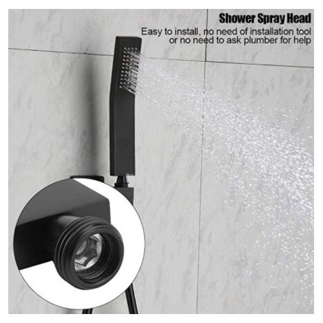 Douchette à jet de salle de bain avec douchette en laiton chromé noir mat, pommeau de douche G1/2-noir