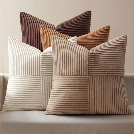 Corduroy solid color patchwork combination home decor pillowcase, cushion cover, seat cushion cover -- coffee patchwork combination -- 4545cm