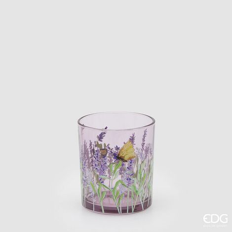 EDG Enzo De Gasperi Portacandela Lavanda Cilindro H 10 Cm D 9 Cm Lavander