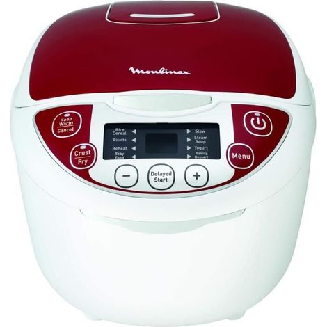 Moulinex – Multicuiseur 12 programmes 5L 750W – Cuve antiadhésive – Départ différé 24h – Accessoires inclus : panier vapeur, livre recettes