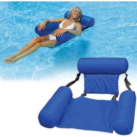 Blue inflatable adult chair, adjustable fabric floating bed, suitable for pool, beach (1/5)