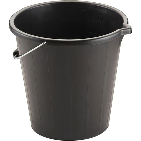 1 x 14 Litre Black Plastic Water Storage Cement Mixing Buckets