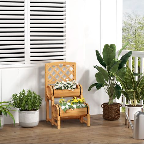 Fioriera rialzata in legno con grigliato, 45 x 45 x 80 cm, gialla HAVRYA (1/5)