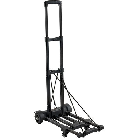 Chariot pliant de transport, capacité de charge 131,5 kg, chariot de bagages avec 4 roues, cordes élastiques, noir (1/5)