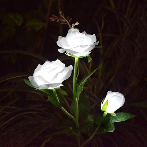 Solarleuchten für den Außenbereich, Solar-Gartenlicht, Blumenlichter, wasserdichte Garten-Landschaftslampe, Solar-LED-Simulationsblume, Rosenblume, Rasen-Außenlampe (weiß, 1 Stück) (1/5)