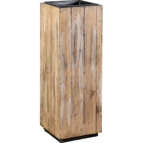 Jardinière Carrée en Bois Recyclé, Pot de Plantes Haut en Bois FSC 100%, Avec Insert en Plastique Noir, Jardinière Haute Décorative, env. 43,5 x 115 x 43,5 cm, Couleur de Bois Naturel (1/5)