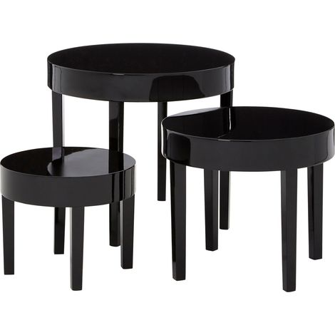 Interiors by Premier Black Set of 3 Nesting Tables, Glossy Finish Nesting Table with Square Legs, Coffee Tables for Living Room (1/5)