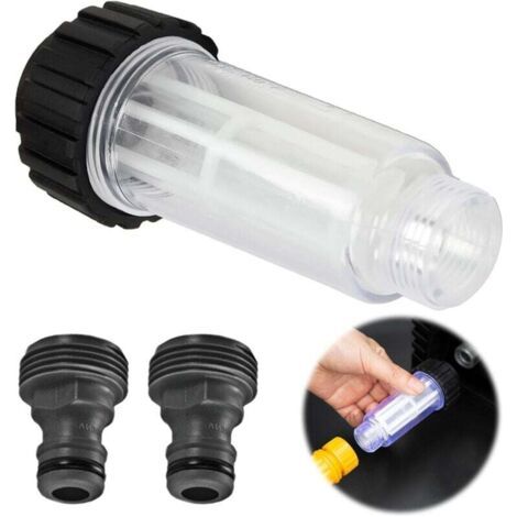 Pair Wasserfilter für Hochdruckreiniger 3/4\"-Anschluss mit 2 Steckverbindungen, Anti-Sand-Filter für Wasserpumpe, kompatibel mit Kärcher K2-K7 für Gartenpumpen.