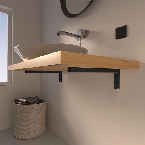 Set of Industrial Wall Brackets, Heavy Load Brackets, Console Bracket for Washbasin with Screws (25 cm) (1/5)