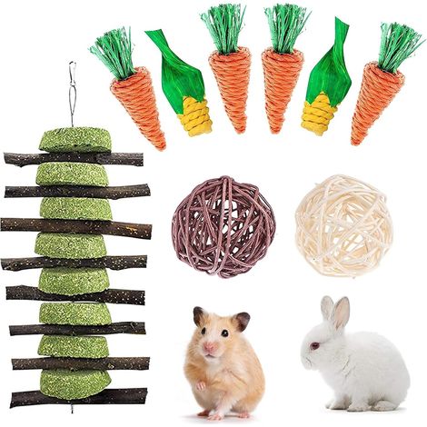 Jouets À Mâcher Pour Lapin Nain, Jouets Snacks Pour Petits Animaux, Jouets De Cochon D'Inde, Soins Des Dents Pour Hamster Cochon D'Inde Chinchilla Perroquet Gerbilles Rats (1/5)