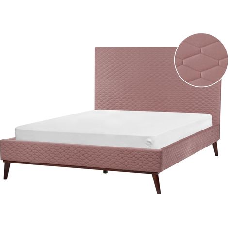 Bett mit Lattenrost Samtstoff BAYONNE 140 x 200 cm Rosa