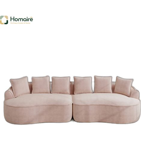 Canapé modulable en chenille rose avec accoudoirs 320 x 114 x 67 cm HOMAIRE (1/5)