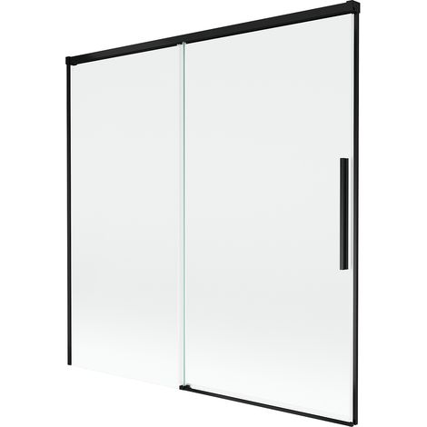 Mexen Rox paravento per vasca da bagno a 2 ante scorrevoli 160 x 150 cm, trasparente, nero - 8C9-160-001-70-00