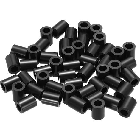 120Pcs Entretoise ABS M4 x 7mm OD x 9mm L Rondelles d'Espacement Rondes en Plastique Noir, Écrou d'Écartement Non Fileté pour Vis, Boulons, Prise Électrique (1/5)