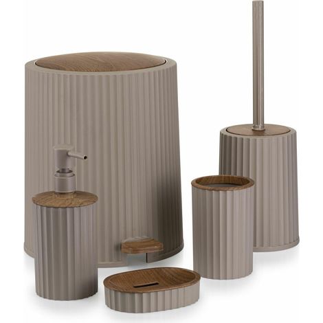 Ensemble de salle de bain 5 pièces Roza beige/bois (1/5)
