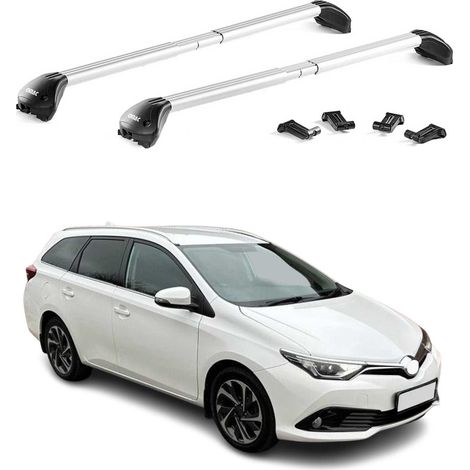 OMAC Dachträger Querträger TÜV geprüft für Toyota Auris II Kombi 2012-2018 – Abschließbar (4 Schlösser) – Max 100 kg – Robuste Befestigung Silber (1/5)