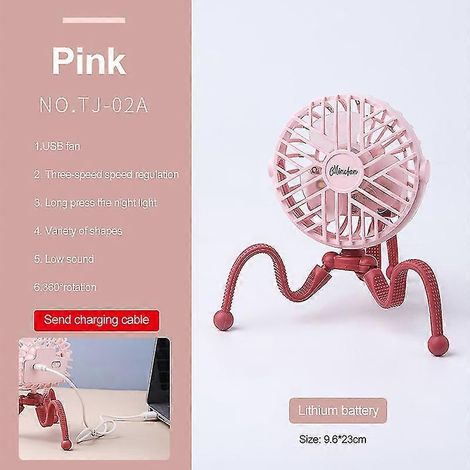 Ventilateur à pince 3 vitesses rechargeable USB, mini ventilateur de bureau portable pour poussette, couleur aléatoire-AquaForge (1/5)