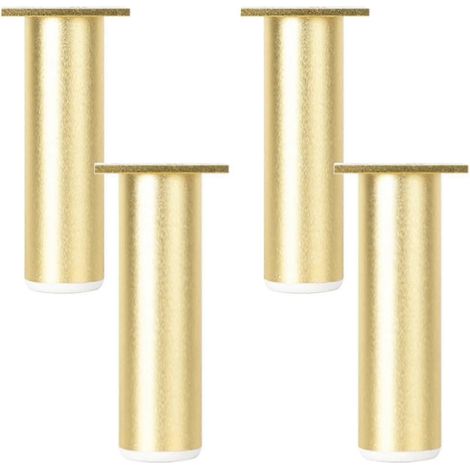 Quatre pieds de table basse/canapé, couleur or, réglables en hauteur, pieds tubulaires ronds, hauteur : 6-30 cm, base en alliage d’aluminium avec finition anodisée. (1/5)