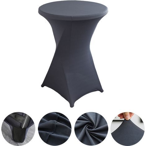 Nappe cocktail extensible, idéale pour les mariages, banquets et réceptions (diamètre 76,20 cm - 81,28 cm x hauteur 106,68 cm), lot de 2 (table non incluse) - gris foncé (1/5)