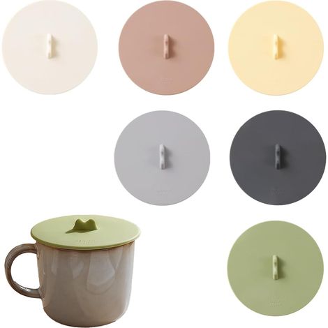 Set di 6 coperchi in silicone riutilizzabili, antipolvere e a tenuta stagna, realizzati in materiale a contatto con gli alimenti, per bicchieri da vino, tazze da caffè e boccali da birra. (1/5)