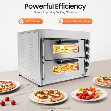 Four à Pizza électrique, 3000w double couche Mini Four à Pizza électrique, four à pizza pour la cuisine gastronomique, 50 - 350 ℃ température réglable (1/5)