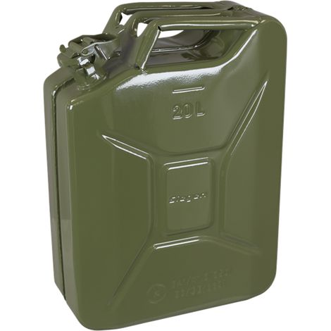 SEALEY JERRY CAN FUEL 20 LITRE 20L METAL PETROL DIESEL 20L ARMY CONTAINER JCY20G