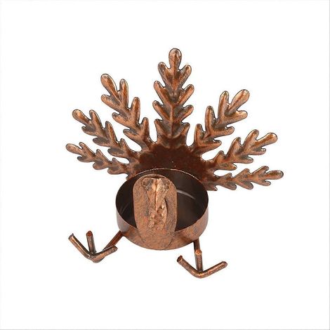 Lot de 12 bougeoirs en fer en forme de dinde pour bougies chauffe-plat, décorations pour Thanksgiving (1/5)