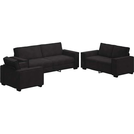 vidaXL Set di Divani 3 pz con Cuscini Nero in Velluto (1/5)