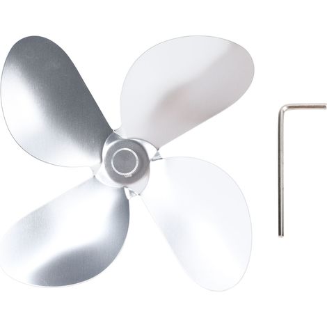 Pale de ventilateur de poêle 4 pales en alliage d'aluminium, pièce de rechange argentée pour accessoires de cheminée (1/5)