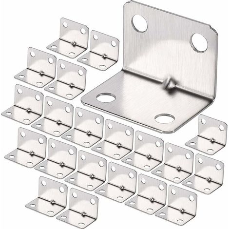 100 soportes de esquina de acero inoxidable, resistentes, de 90 grados, en ángulo recto, pequeños soportes de esquina para carpintería, para fijar vallas, mesas y estantes. (1/5)