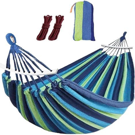 Hamac balançoie double Chaise longue en toile épaisse anti-chute pou adulte et enfant pou se détende su la plage, le jadin, la pelouse, la chambe à couche, l'aie de jeux (1/4)