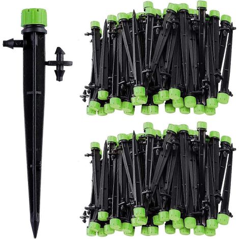 Lot de 50 micro-asperseurs pour irrigation goutte à goutte, 8 orifices à 360° pour tubes de 4 à 7 mm (1/4"), pour systèmes d'irrigation goutte à goutte de jardin, verts. (1/5)