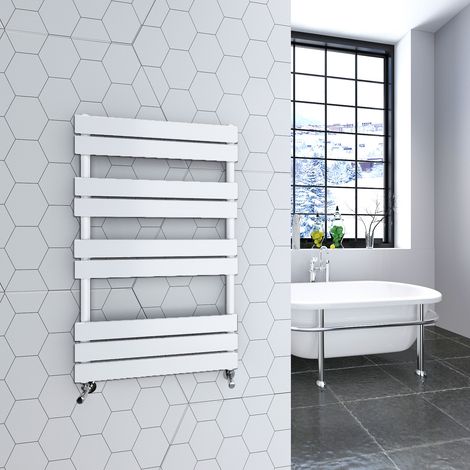 1000x600mm White Heated Towel Rail Radiator Flat Panel (1/5)