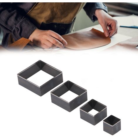 Set bestehend aus 4 rautenförmigen Handscheren und Lederschneidschablonen mit Seitenlängen von 48, 38, 28 und 18 mm. Enthält außerdem rautenförmige Handstanzwerkzeuge und Lederschneidschablonen. (1/5)