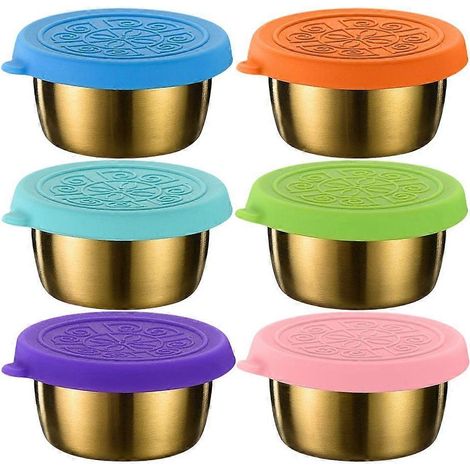 Lot de 6 bols à sauce en acier inoxydable 304, petits pots à condiments, coupelles pour sauces et assaisonnements. (94 caractères) (1/4)