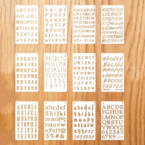 15 pochoirs alphabet et chiffres, réutilisables, en PET, tailles 1/2, 3/4, 1 et 2 pouces, pour scrapbooking et loisirs créatifs (1/5)
