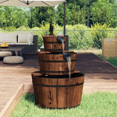 vidaXL Wasserfontäne mit Pumpe 60x60x94 cm aus massivem Tannenholz