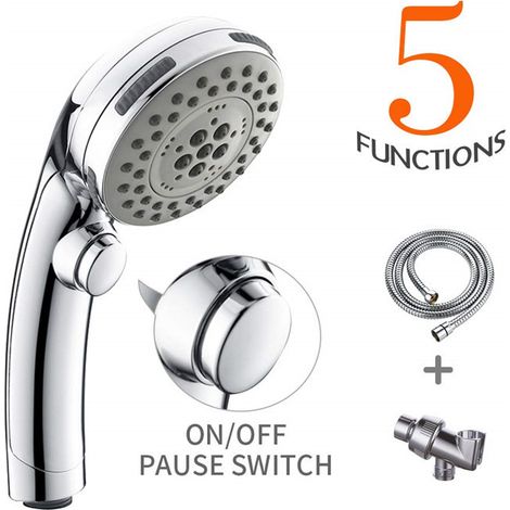 The best-selling 5-button hand shower on Amazon Japan, featuring water stop and pressure boost functions, is ideal for rain showers in the bathroom. (1/5)