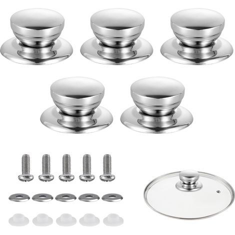 5 Pièces Poignée Couvercle Casserole Résistant, Universel Bouton de Couvercle en Acier Inoxydable, Bouchons Poignées de Rechange pour Poêles, Ustensiles de Cuisine (1/5)